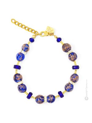 BRACCIALE EMILY fashion jewellery bracelet armlet handmade pearls in Murano-Venice glass with aventurine authentic Made in Italy