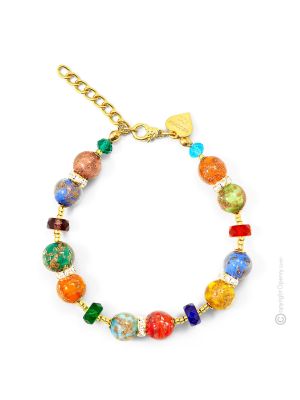 BRACCIALE EMILY fashion jewellery bracelet armlet handmade pearls in Murano-Venice glass with aventurine authentic Made in Italy