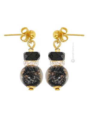 ORECCHINI EMILY fashion jewellery Earrings handmade pearls in Murano-Venice glass with aventurine authentic Made in Italy