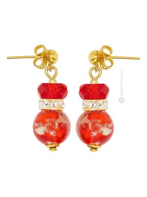 ORECCHINI EMILY fashion jewellery Earrings handmade pearls in Murano-Venice glass with aventurine authentic Made in Italy