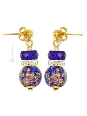 ORECCHINI EMILY fashion jewellery Earrings handmade pearls in Murano-Venice glass with aventurine authentic Made in Italy