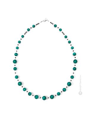 COLLANA ONDA fashion jewellery collier necklace handmade pearls in Murano-Venice glass with silver 925 authentic Made in Italy