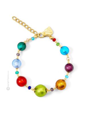 BRACCIALE ONDA fashion jewellery bracelet armlet handmade pearls in Murano-Venice glass with silver 925 authentic Made in Italy