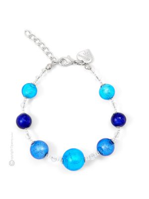 BRACCIALE ONDA fashion jewellery bracelet armlet handmade pearls in Murano-Venice glass with silver 925 authentic Made in Italy