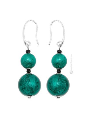 ORECCHINI ONDA fashion jewellery Earrings handmade pearls in Murano-Venice glass with silver 925 authentic Made in Italy