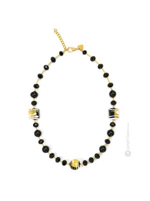 COLLANA MIRHO fashion jewellery collier necklace handmade pearls in Murano-Venice glass with gold 18k authentic Made in Italy