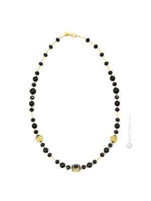 COLLANA MIRHO fashion jewellery collier necklace handmade pearls in Murano-Venice glass with gold 18k authentic Made in Italy