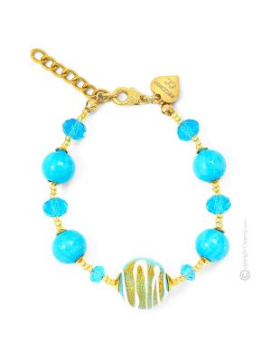 BRACCIALE MIRHO fashion jewellery bracelet armlet handmade pearls in Murano-Venice glass with gold 18k authentic Made in Italy