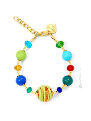 BRACCIALE MIRHO fashion jewellery bracelet armlet handmade pearls in Murano-Venice glass with gold 18k authentic Made in Italy