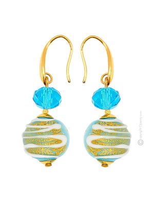 ORECCHINI MIRHO fashion jewellery Earrings handmade pearls in Murano-Venice glass with gold 18k authentic Made in Italy