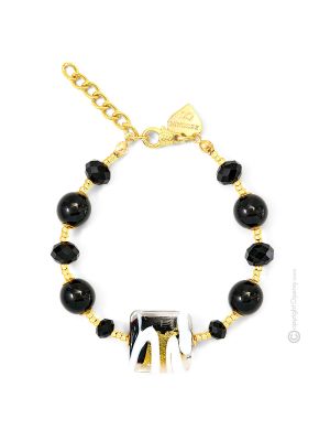 BRACCIALE MIRHO fashion jewellery bracelet armlet handmade pearls in Murano-Venice glass with gold 18k authentic Made in Italy