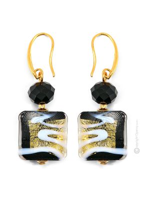 ORECCHINI MIRHO fashion jewellery Earrings handmade pearls in Murano-Venice glass with gold 18k authentic Made in Italy