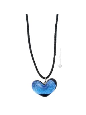 COLLANA CUORICINO ARGENTO fashion jewellery collier necklace handmade Murano-Venice glass with silver 925 leaf authentic Made in Italy