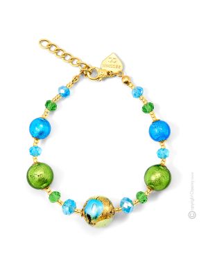 BRACCIALE MARMO fashion jewellery bracelet armlet handmade pearls in Murano-Venice glass with gold 18k authentic Made in Italy