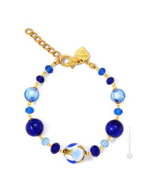 BRACCIALE MARMO fashion jewellery bracelet armlet handmade pearls in Murano-Venice glass with gold 18k authentic Made in Italy