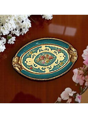 Fine wooden tray with 24K gold leaf, handcrafted and hand-painted in Florence.
