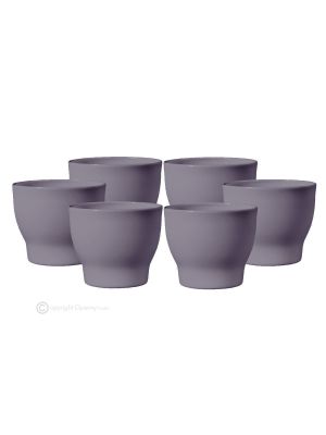 BICCHIERINO LULU set 6 cups Italian porcelain handcraft modern style authentic Made in Italy-Purple