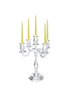 CANDELABRO INGLESE 5 Flames Candelabra Candle Holder Candelabrum Silver Plated Handcraft Made in Italy