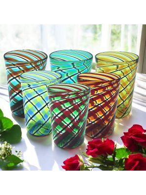 ACQUA CANNE Set 6 Tumbler Trinkgläser aus Muranoglas Made in Italy