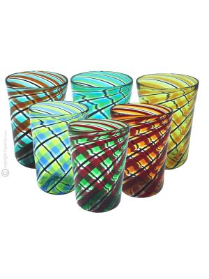 ACQUA CANNE Set 6 Tumbler Trinkgläser aus Muranoglas Made in Italy