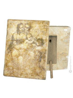 THE VIRGIN AND CHILD WITH SAINT ANNE table ornament decor in marble Made in Italy
