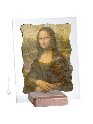 LA GIOCONDA table ornament decor in marble on crystal Made in Italy