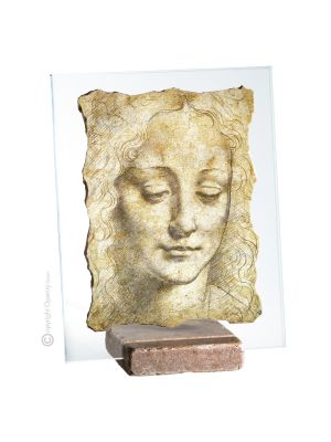 HEAND OF A YOUNG GIRL table ornament decor in marble on crystal Made in Italy