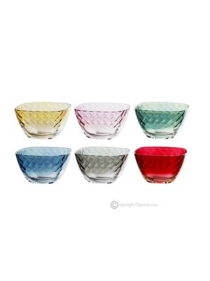 MIDO Set of 6 dessert cups modern design superior quality glass hand painted.