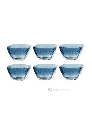 MIDO Set of 6 dessert cups modern design superior quality glass hand painted.