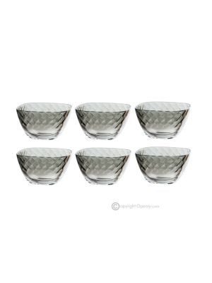 Set of 6 dessert cups, modern design, superior quality glass, hand painted.