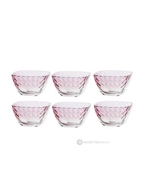 Set of 6 dessert cups, modern design, superior quality glass, hand painted.