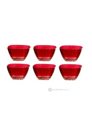 Set of 6 dessert cups, modern design, superior quality glass, hand painted.