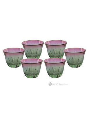 MISTRAL Set of 6 espresso glasses, superior quality glass, hand painted, elegant modern design.