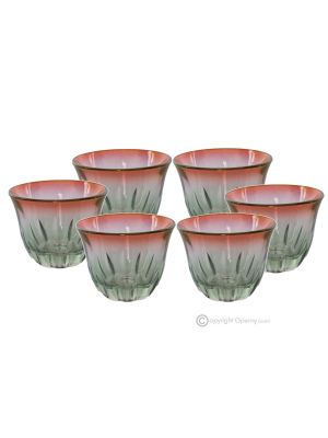 MISTRAL Set of 6 espresso glasses, superior quality glass, hand painted, elegant modern design.