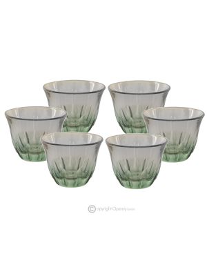 Set of 6 espresso glasses, superior quality glass, hand painted, elegant modern design.