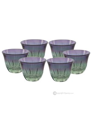 MISTRAL Set of 6 espresso glasses, superior quality glass, hand painted, elegant modern design.