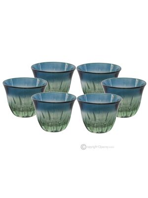 Set of 6 espresso glasses, superior quality glass, hand painted, elegant modern design.