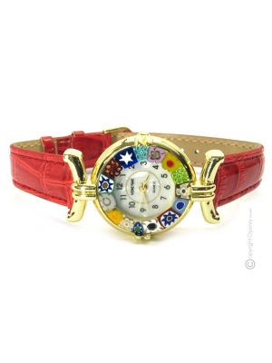 LADY wristwatch with Murrine Murano glass hand made authentic Made in Italy