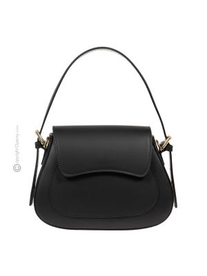 ANNABELLE women's hand bag and Crossbody Bag in real handcrafted black leather