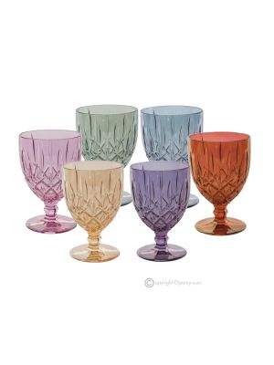 NOBILE Set of 6 authentic hand-painted wine glasses and goblets in superior quality glass.