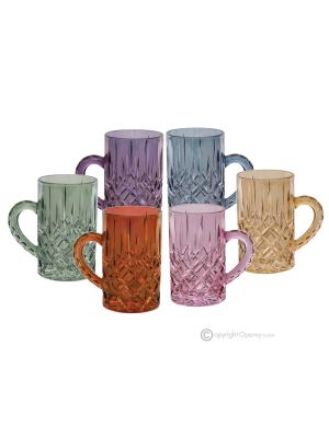 NOBILE Set of 6 authentic modern hand painted tea cups in superior quality glass.