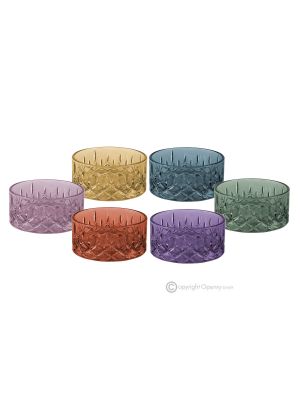 Set of 6 dessert cups, modern design, superior quality glass, hand painted.