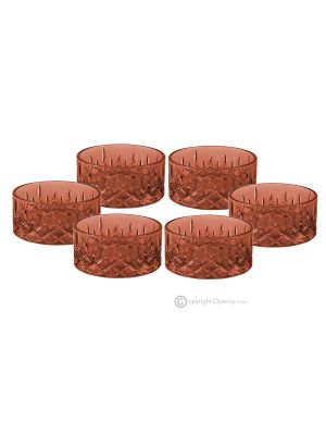 Set of 6 dessert cups, modern design, superior quality glass, hand painted.