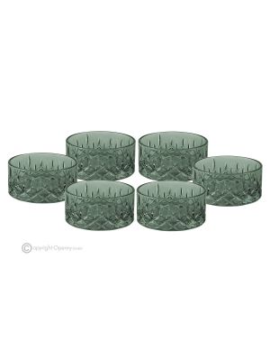 Set of 6 dessert cups, modern design, superior quality glass, hand painted.