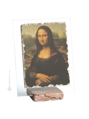 LA GIOCONDA table ornament decor in orphalese and marble on crystal Made in Italy