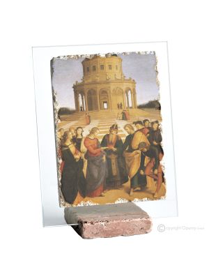 THE MARRIAGE OF THE VIRGIN table ornament decor in orphalese and marble on crystal Made in Italy