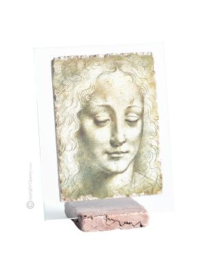 HEAND OF A YOUNG GIRL table ornament decor in orphalese and marble on crystal Made in Italy