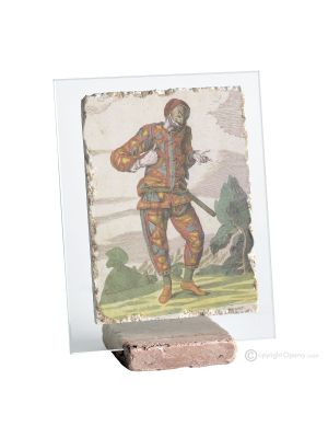 ARLECCHINO table ornament decor in orphalese and marble on crystal Made in Italy