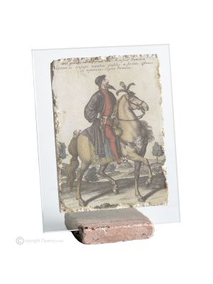 PANTALONE table ornament decor in orphalese and marble on crystal Made in Italy