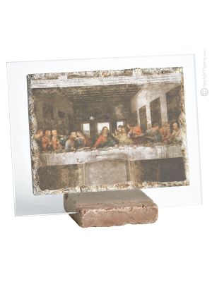 THE LAST SUPPER table ornament decor in orphalese and marble on crystal Made in Italy
